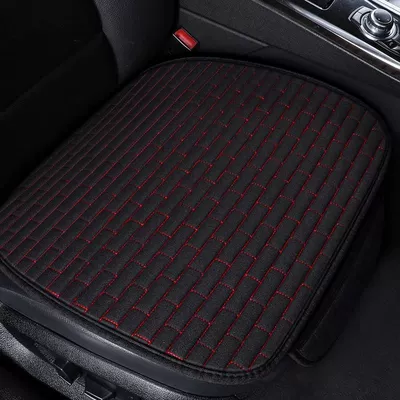 Seat cushion, seat cover Three-Piece Set Free of Binding Non-Slip - black-and-red-line-square-mat