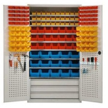 车间重型开门置物柜零件盒挂板置物柜天津厂家生产销售金属置物柜