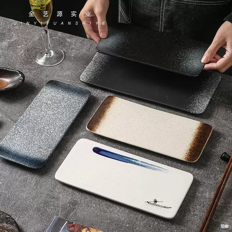 Прямоугольная суши-тарелка Jinyiyuan Industrial, креативная японская посуда, модная художественная тарелка, японская железная тарелка