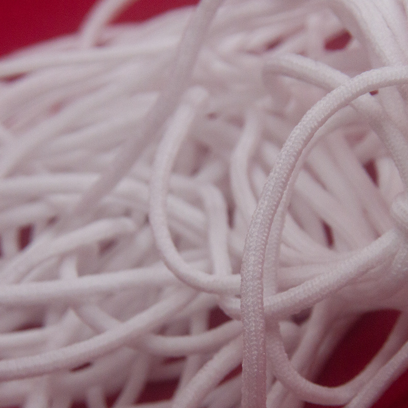 工厂现货批发摇包出货光滑无毛躁可开票3mm圆筋白色涤纶口罩耳带