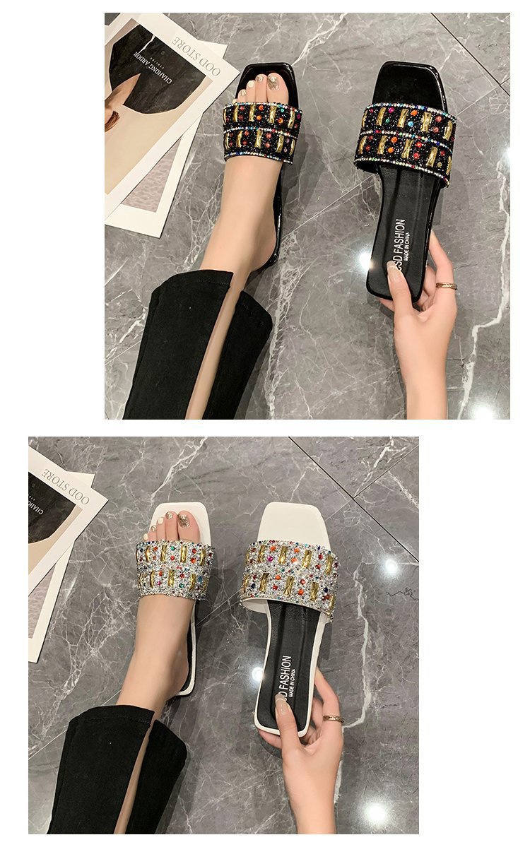 Sommer neue voller Diamant flache Unterseite Hausschuhe modische Sandalen Frauen, Outdoor-Strandschuhe für Frauen_voghion.com