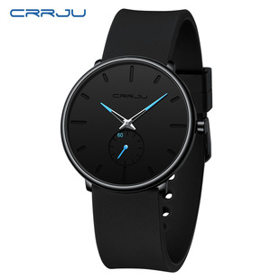 CRRJU/Kajun 2150 Explosions Cross-border Black Silicone Tape Watch Men's Quartz Watch Gift Men's Watch Wholesale