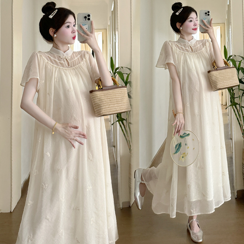 Summer fashionable elegant long dress for pregnant