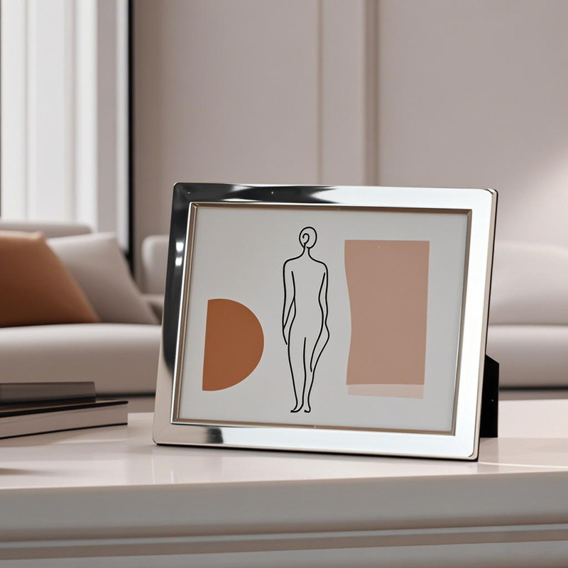 6-Inch 7-Inch 8inch 10inch Ethereal and Cool Silver-Plated Metal Flat-Edge Glossy Photo Frame Desktop Ornament Photo Display