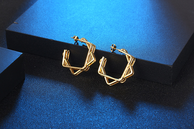 Fashion Geometric Titanium Steel Plating Ear Studs 1 Piece