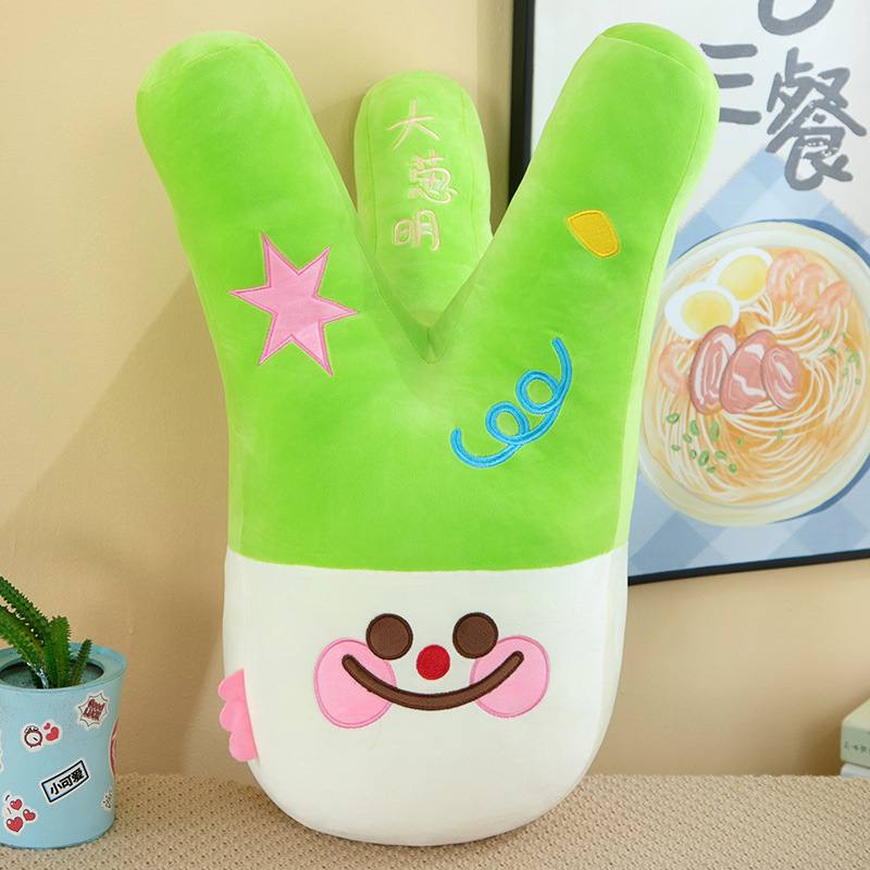 可愛卡通毛絨大蔥綠蔥長條抱枕玩偶毛絨玩具搞怪逗貓寵物玩偶批發