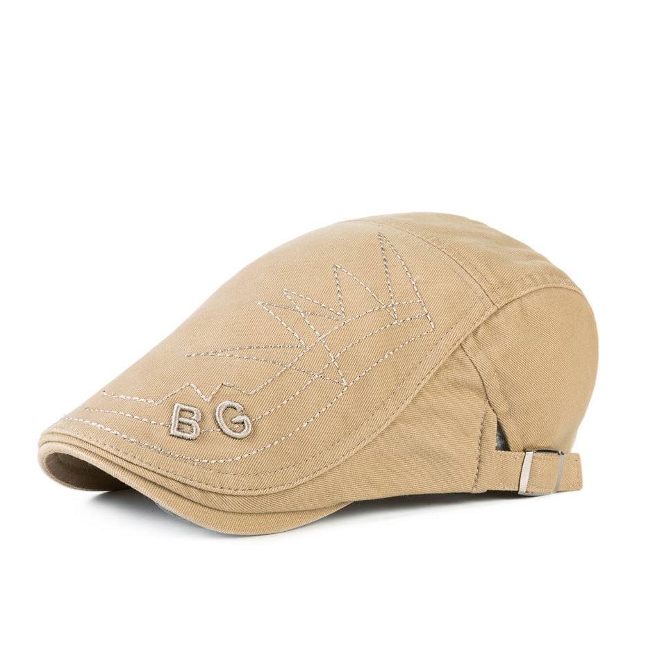 Neue Mode Entenzunge Baumwolle bestickt für Herren Freizeit Sonnenschutz Maler Baskenmütze Vorwärtshut Frühling und Herbst_voghion.com