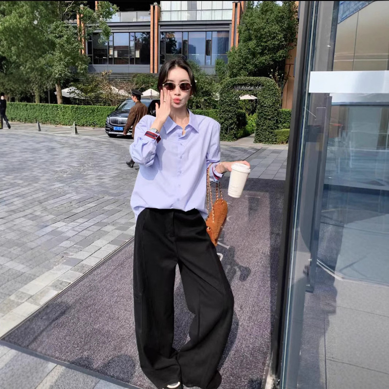 Elegative Bookish Annual Shirt for Women Niche French Retro Loose Shirt Cuff Car Ribbon for Women Elegative Bookish Annual Shirt for Women Niche French Retro Loose Shirt Cuff Car Ribbon for Women