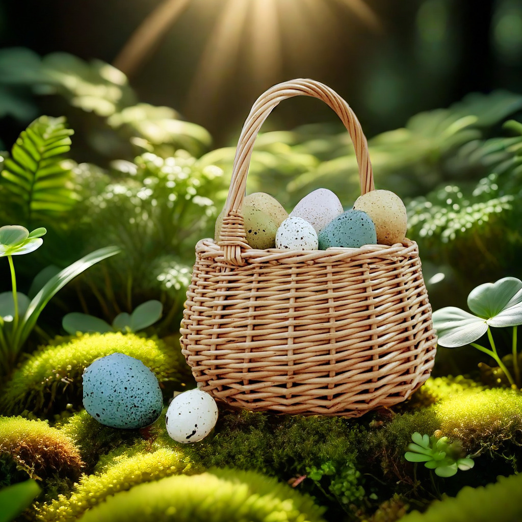 Cesta de Mimbre con Asa de Mimbre Hecho a mano para Pascua y Navidad