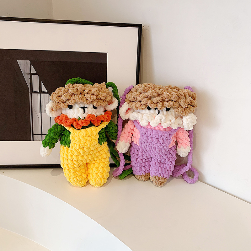 Divertido bolso de hombro para niños y niñas de dibujos animados, extraño y feo bolso de mensajero para bebés, nuevo bolso de muñeca para niños tejido de ganchillo