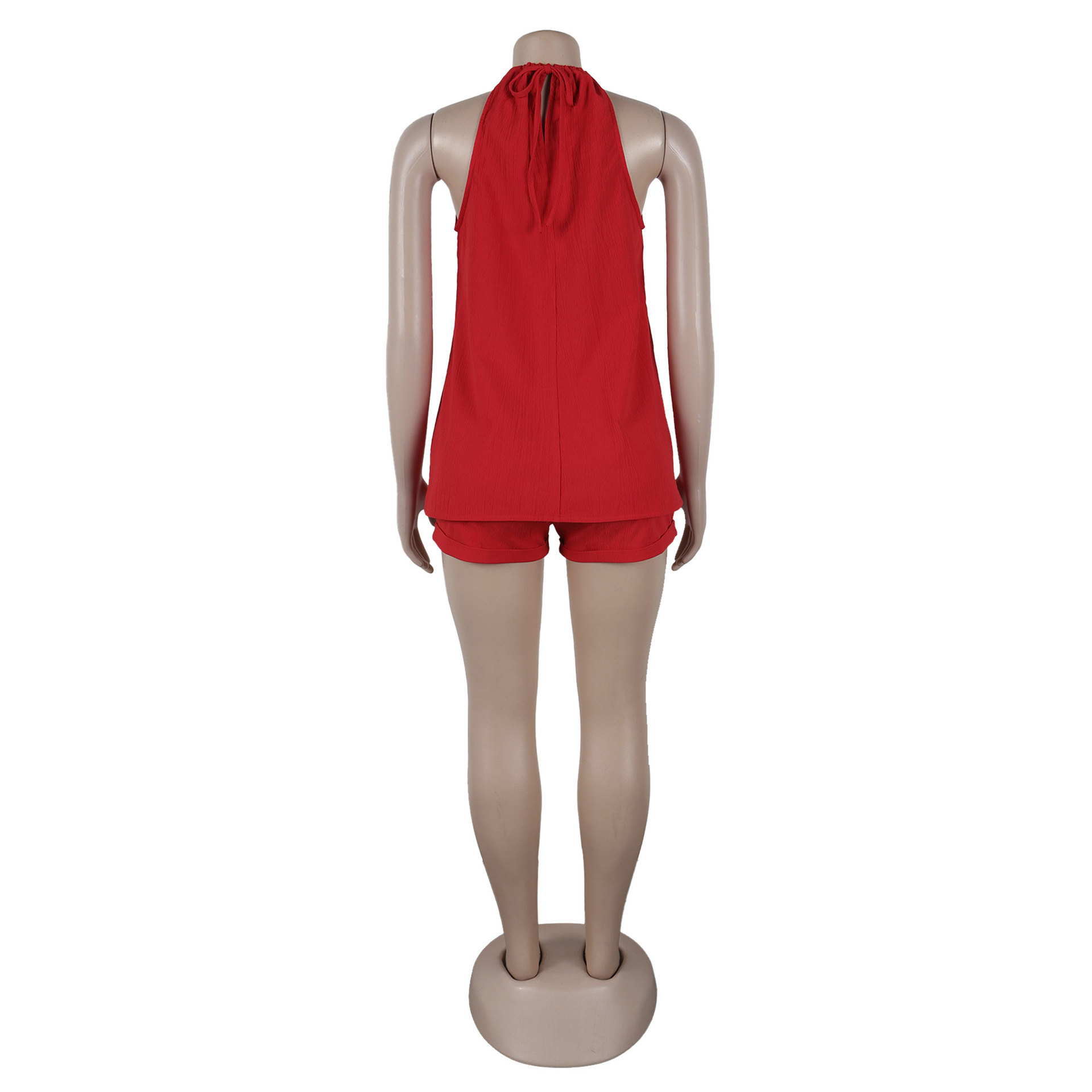 Women Sexy Solid Color Split Halter Strap Sleeveless Set 11 Women Sexy Solid Color Split Halter Strap Sleeveless Set