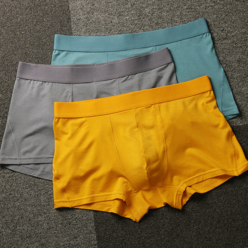 New Modal Underwear Men's Flat Corner Mid-Waist Antibacterial Business Men's Extra Large Underwear Men's Standard Solid Color