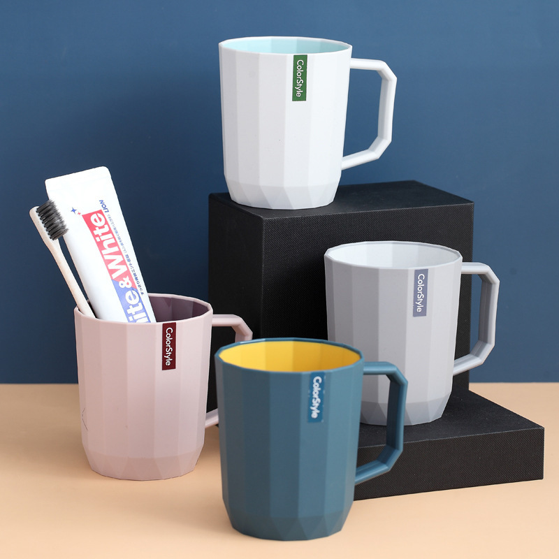 High-end Mouthwash Plastic Student Dormitory Toothbrush Home Simple Two-tone Couple Wash Cup With Handle_voghion.com