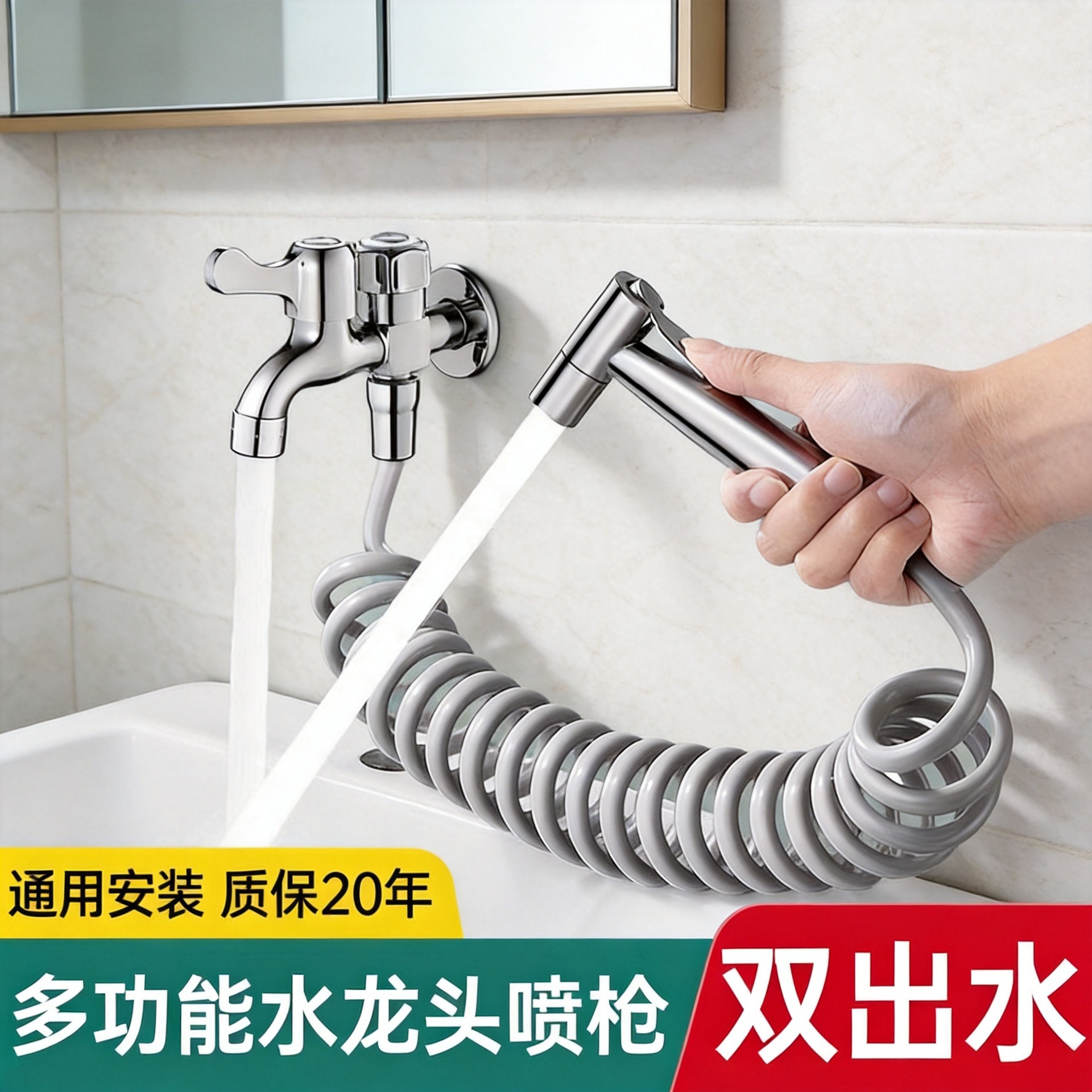 Jashido Toilet Companion Flush Spray Gun, High-Pressure Booster Nozzle for Home Use, Bathroom Cleaning Tool