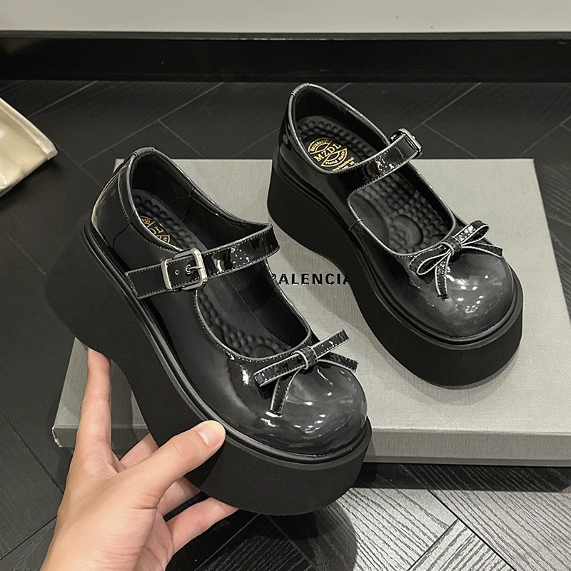 Mei Fu Dynamic многоцветная японская толстая подошва Мэри Джейн маленькая кожаная обувь женская 2024 новая модель с юбкой и бантом