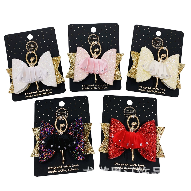Кросс-бордер горячие продажи балетная девочка бант, заколка с rhinestones кант кристаллы яркая пудра сияющий полный набор ткань