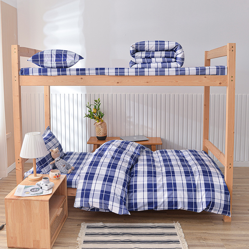 Juego de sábanas y funda nórdica de tres piezas, sábana ajustable de clase A, cama individual de dormitorio de algodón puro, ropa de cama escolar, ropa de cama para estudiantes