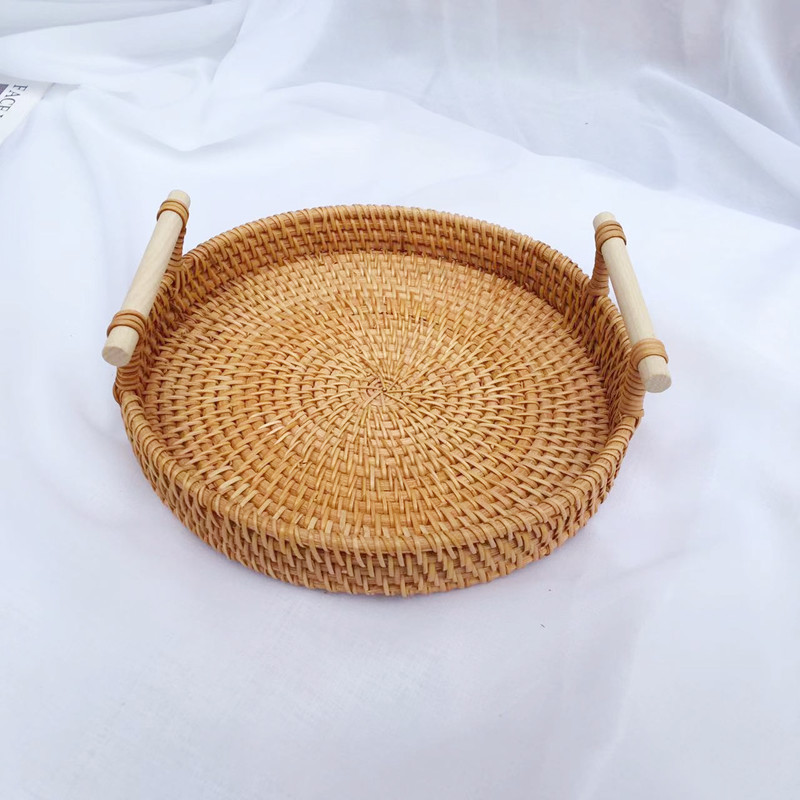 Los fabricantes venden al por mayor bandejas de ratán de Vietnam, pan, frutas, bocadillos, cestas de picnic portátiles binaurales, cestas de almacenamiento