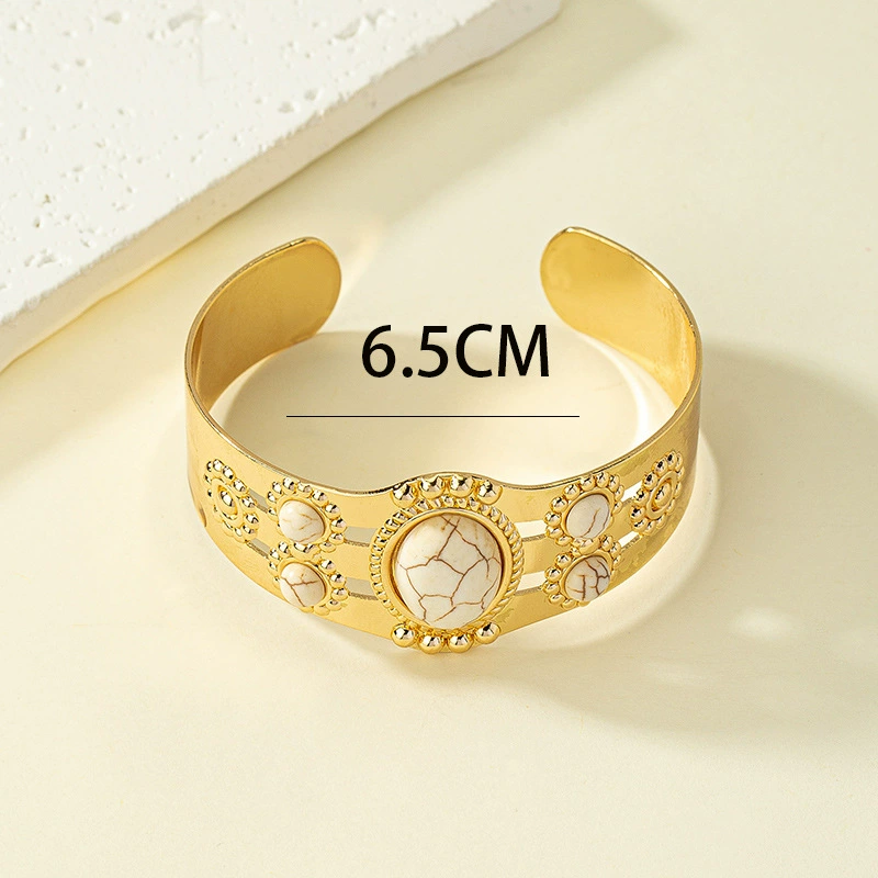 Fashionable turquoise metal bracelet, wholesale, 2023 collection, boho style, simple and elegant design