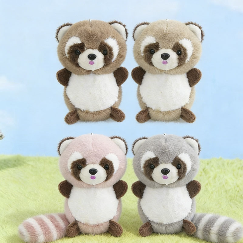 Caricatura de peluche de cola larga mapache juguetes de peluche llavero mochila muñeca colgante tienda agarrar muñeca al por mayor
