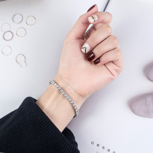 Korean style new bracelet, one row, two rows and three rows of sparkling zircon bracelet, European and American foreign trade simple gemstone bracelet wish