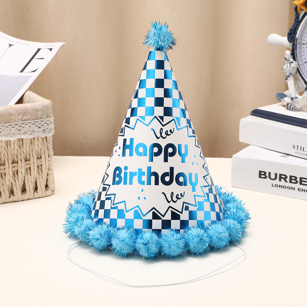 comercio exterior cumpleaños sombrero sombrero de papel estampado sombrero de plumper fiesta vestir atmósfera vestir sombrero de punta fábrica al por mayor