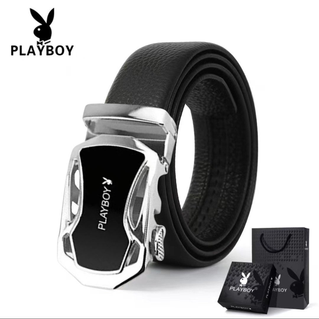 Playboy Belt Men's Soft Leather All-match Automatic Buckle Belt Men's Business Casual Fashionable Durable Belt 4