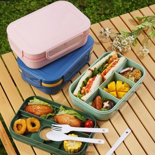 Microwave Heated Lunch Box for Office Workers Large-Capacity Lunch Box Plastic Crisper Double-Layer Food-Grade Lunch Box