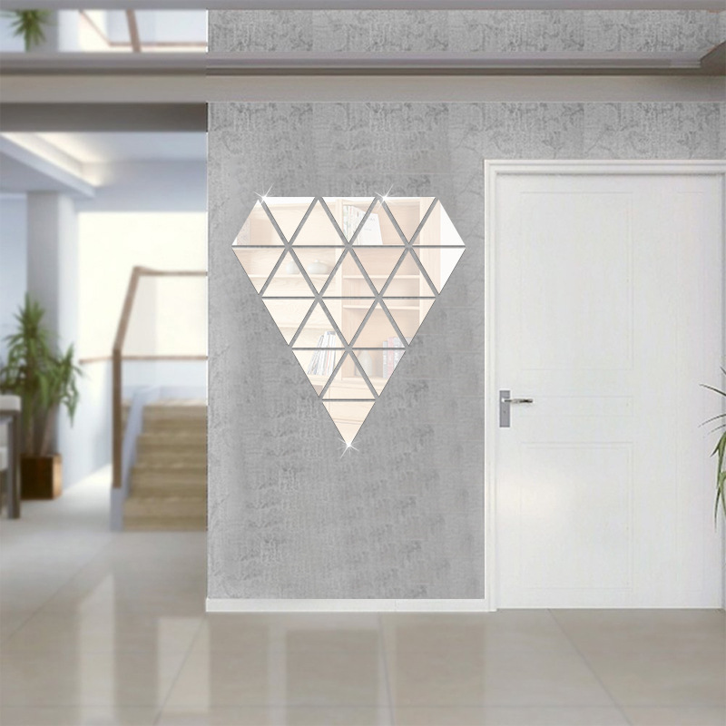 Akrylový rovnostranný trojúhelník s délkou strany 15 cm, kombinovaná samolepka, dekorace na zeď na pozadí do obývacího pokoje_voghion.com