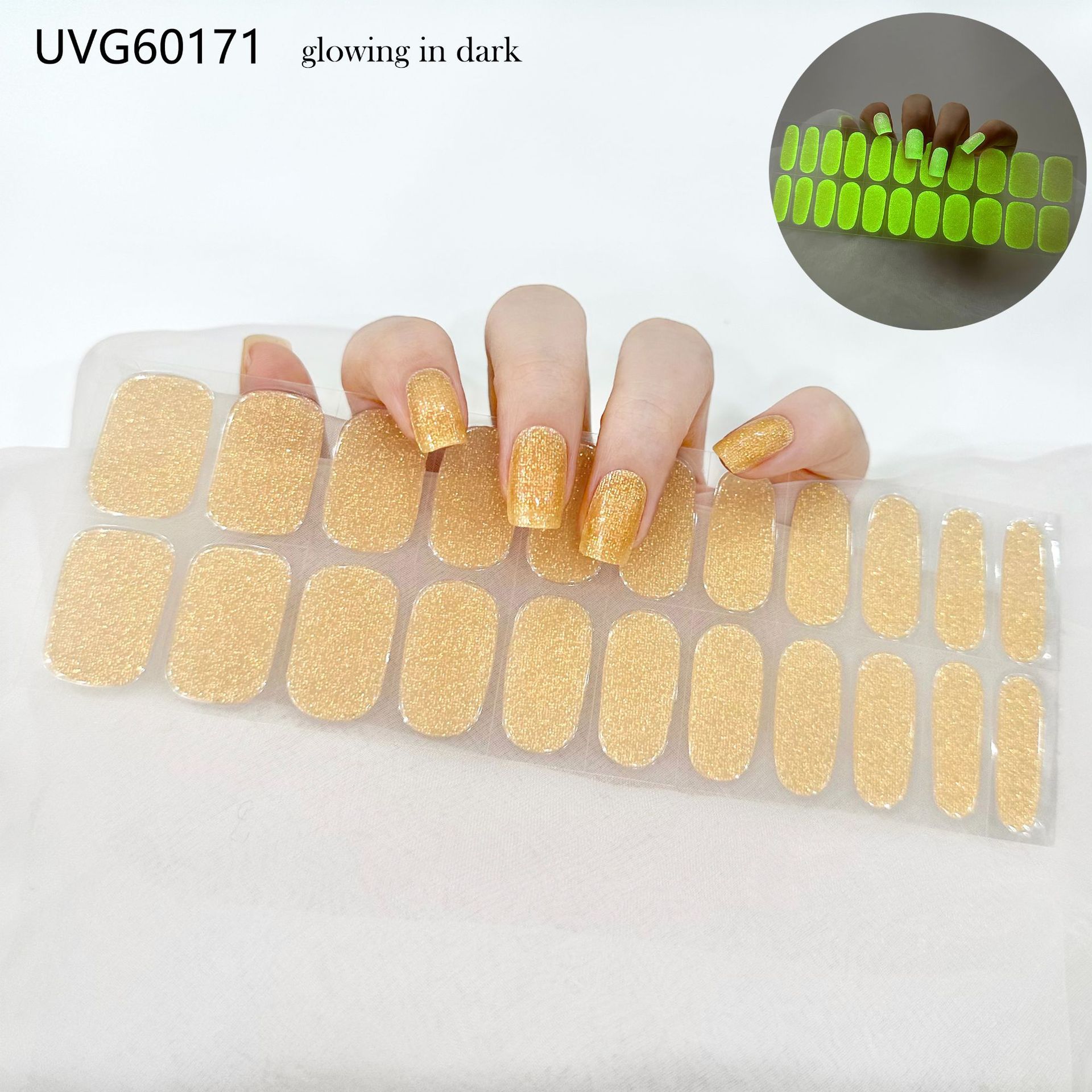 Pegatinas de uñas de gel UV transparentes efecto hielo, semicuradas, con lámina dorada, fototerapia, efecto película de aceite