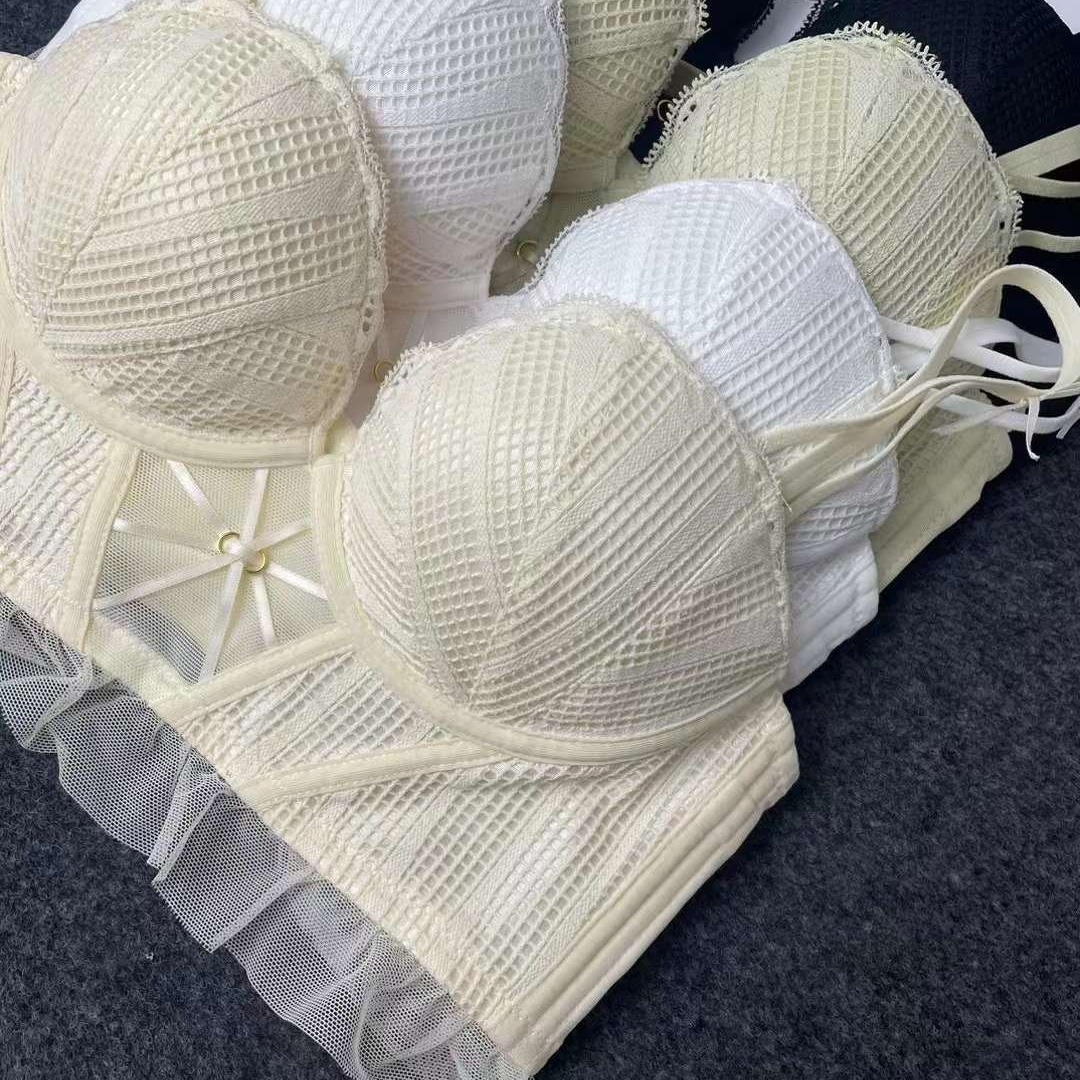 Bréster de alta calidad estilo de encaje jacquard transpirable ajustable confort lateral plegable ropa interior de botón múltiple