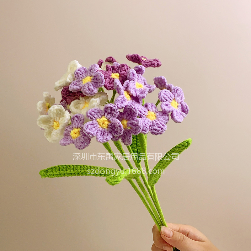 Forge-me-not ramo eterno tejido a mano ganchillo gancho lana flor artificial producto terminado regalo para el Día del Maestro