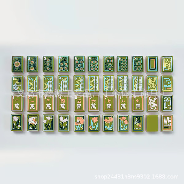 2025创意新款Hand-Painted Mahjong Tiles Set 手绘麻将牌|undefined
