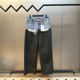 正确版高品质原标现货AS家错视条纹印花牛仔休闲直筒裤男女同款