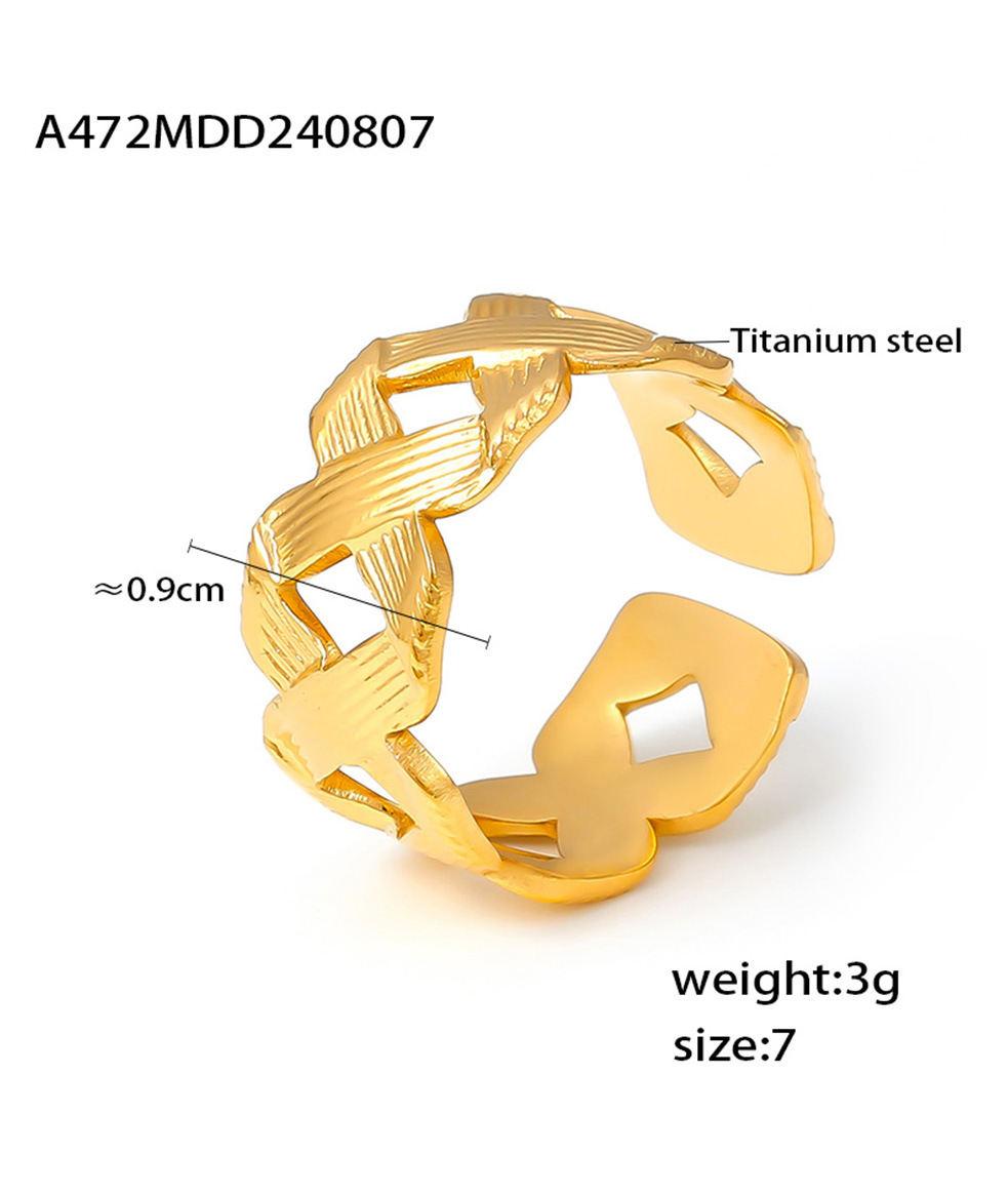 French Style Adjustable Texture Ring For Women Titanium Steel_voghion.com