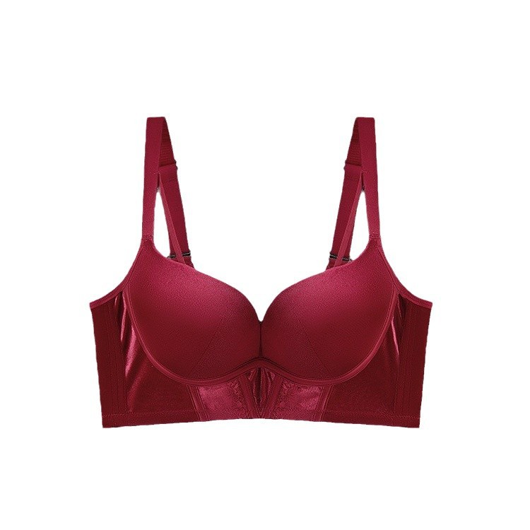 8788 Conjunto de ropa interior térmica de terciopelo elástico nacarado de lujo Cómodo sin anillo de acero, sujetador de colección lateral de grosor medio