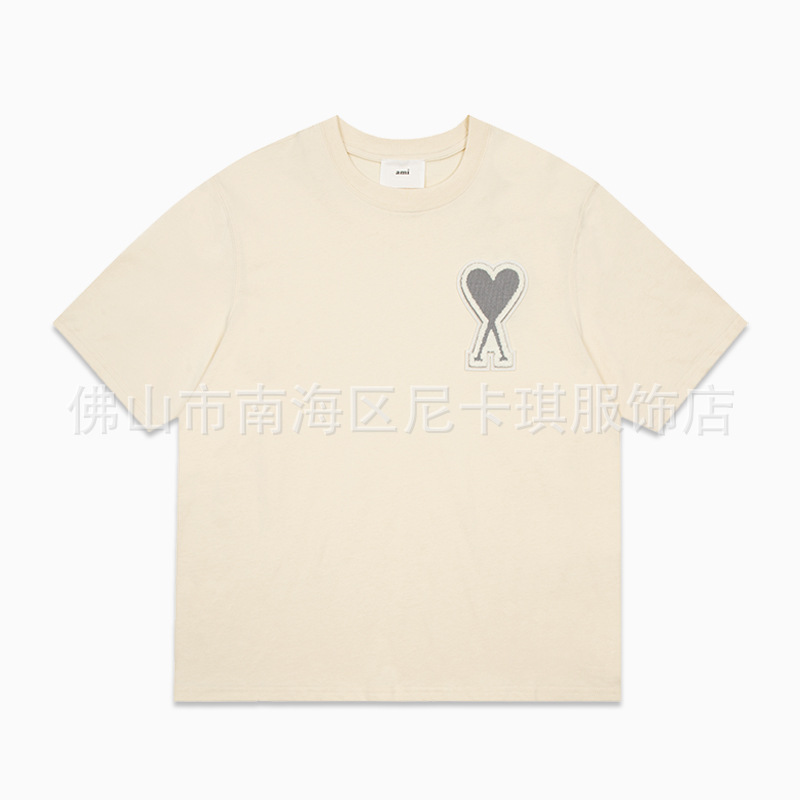 Ami半袖25ss小愛刺繍スター同モデル男女純綿ゆるい夏ファッションtシャツ半袖上着