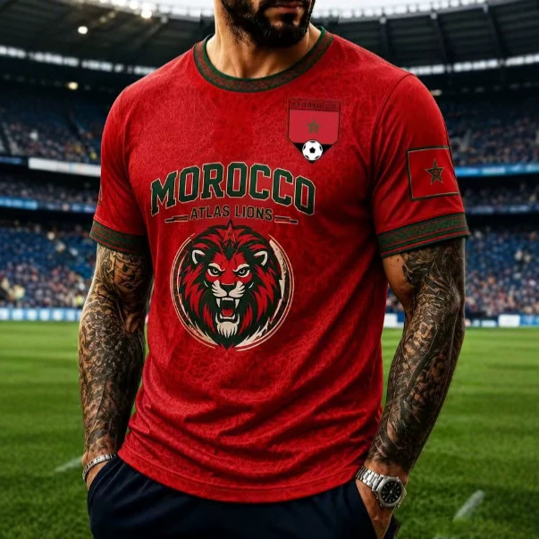 2026 Home Football Jersey Red 3D Printed Short Sleeve Football Shirt 3D Printed Fan Sports T-Shirt Top