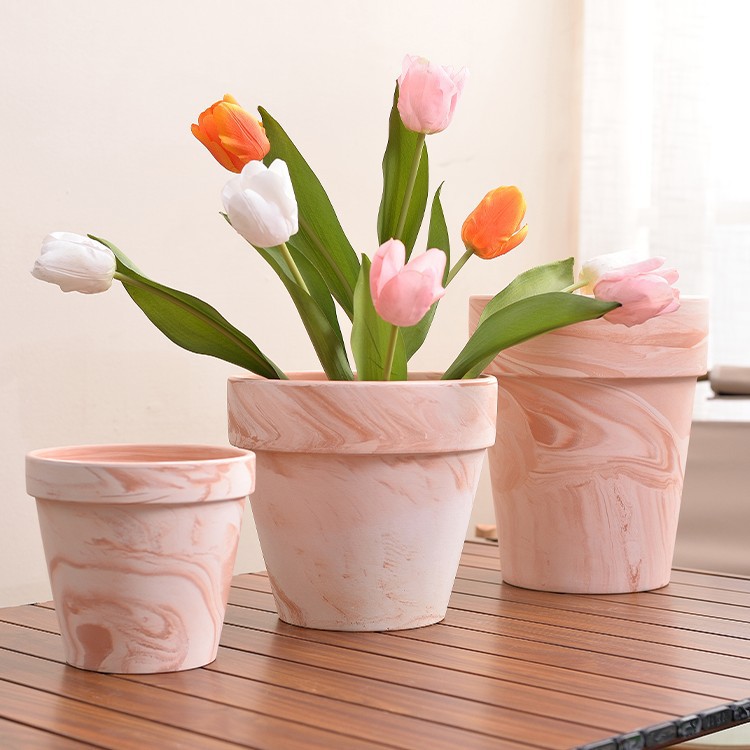 Macchiato white clay red clay flower pots gradient rough pot DIY terracotta breathable plain fired large caliber Nordic minimalist