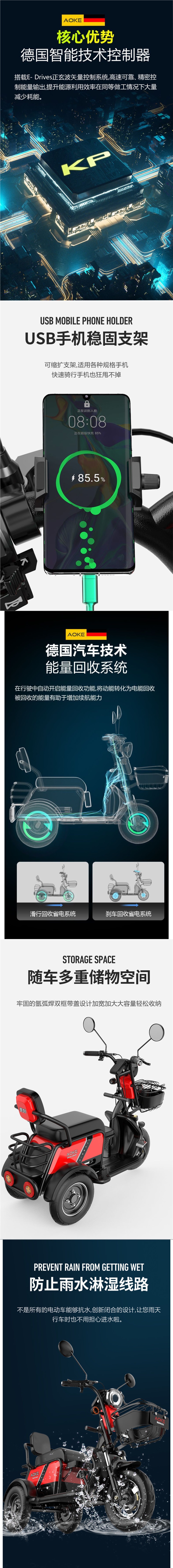 Electric Tricycle for Elderly, Small Household, Women, Child Transport