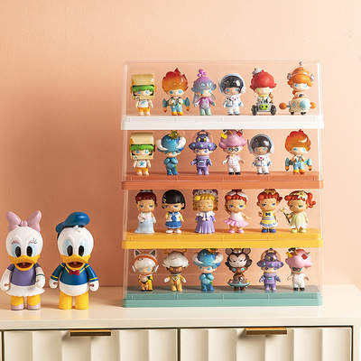 Tide play Storage Garage Kit transparent Bubble Mart originality Garage Kit Acrylic dustproof storage box