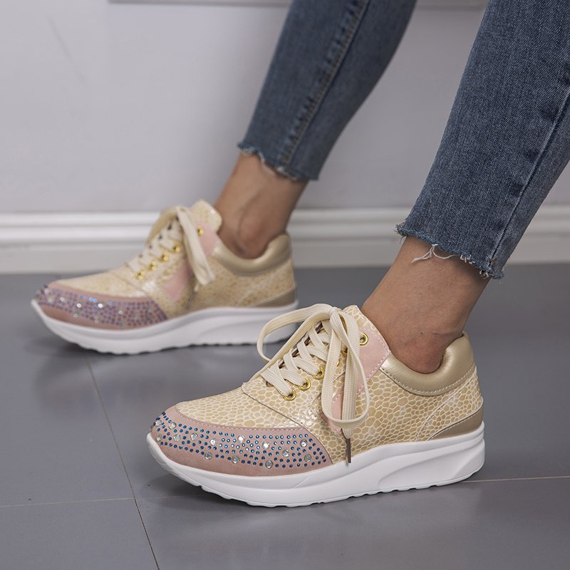 Women's Casual Running Shoes Low-cut Flat Solid Colour Trainers_voghion.com