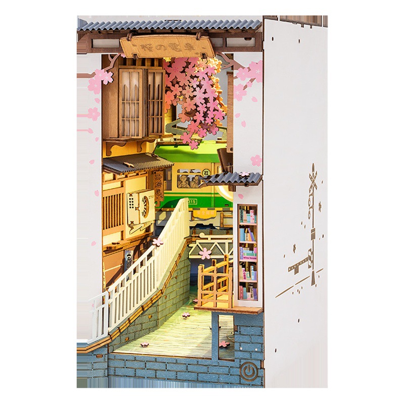 Si el estado si la cabaña diy ensamblado a mano regalos de madera con lámparas creativas estantes de libros adornos de escritorio para chicas