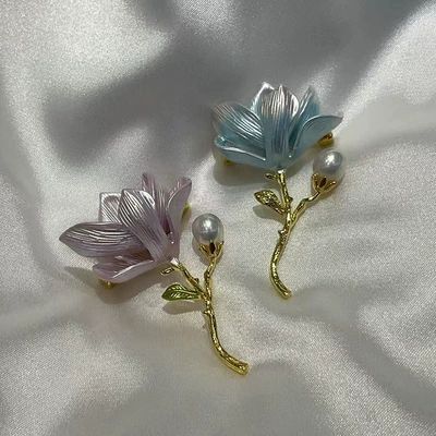 Magnolia Brooch Women's Enamel Painted | Yaxa sancaqları