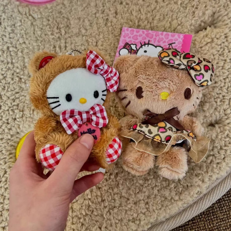 咖色小熊hellokitty包包挂件小饰品可爱kt猫毛绒公仔书包玩偶挂饰|undefined