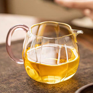Thickened Borosilicate Glass with Colorful Handle, Single-Layer Tea Divider, Heat-Resistant Household High-Value Fair Cup