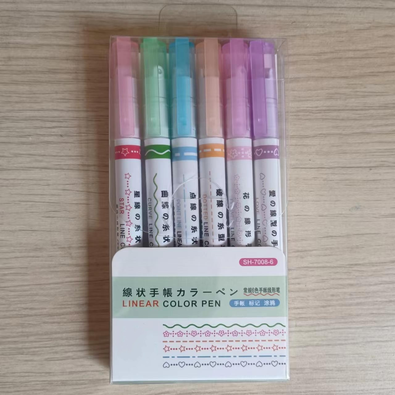 6 plumas curvas en caja tipo B