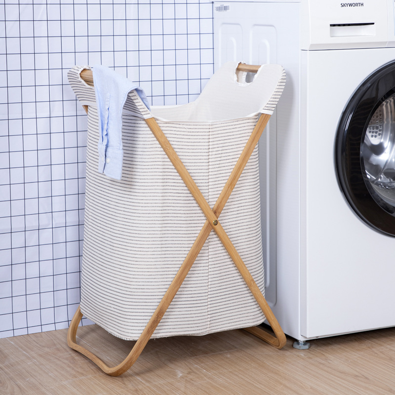 Cesta de lavandería cesta de lavandería plegable Almacenamiento de bambú ropa sucia cesta de almacenamiento casa dormitorio ins cesta de almacenamiento Nórdico