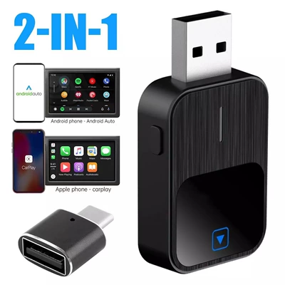 Upgraded Wireless Carplay Box Androidauto Two-In-One Adapter Car Connectivity 2025 Cross-Border