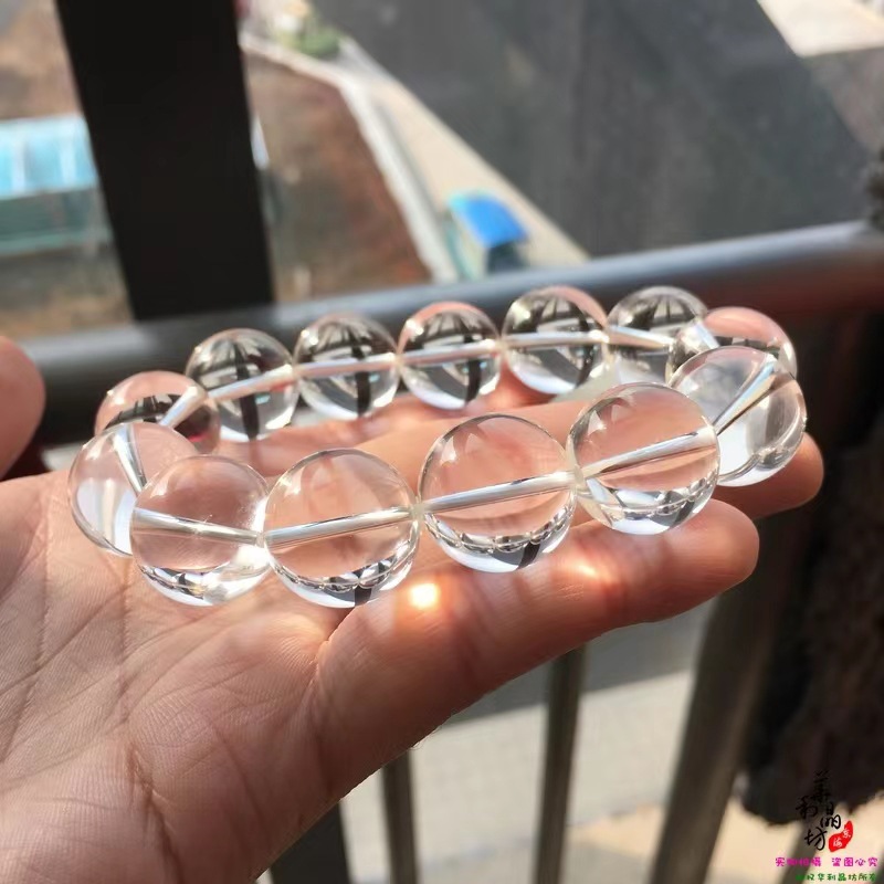 natural crystal white crystal bracelet 7a grade white crystal round beads cut single circle bracelet men and women jewelry factory wholesale